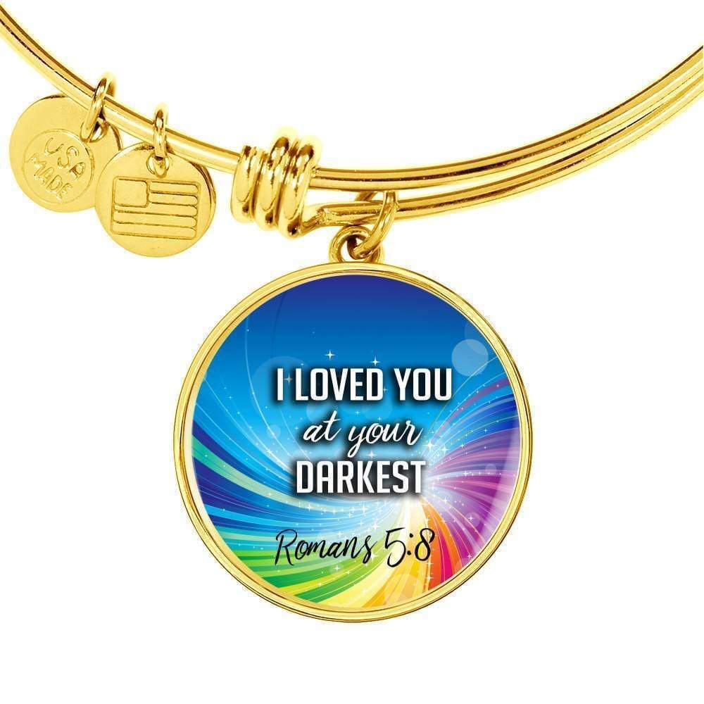 Bible Verse Circle Romans Personalized Engraved Gold Circle Bangle Bracelet Cus